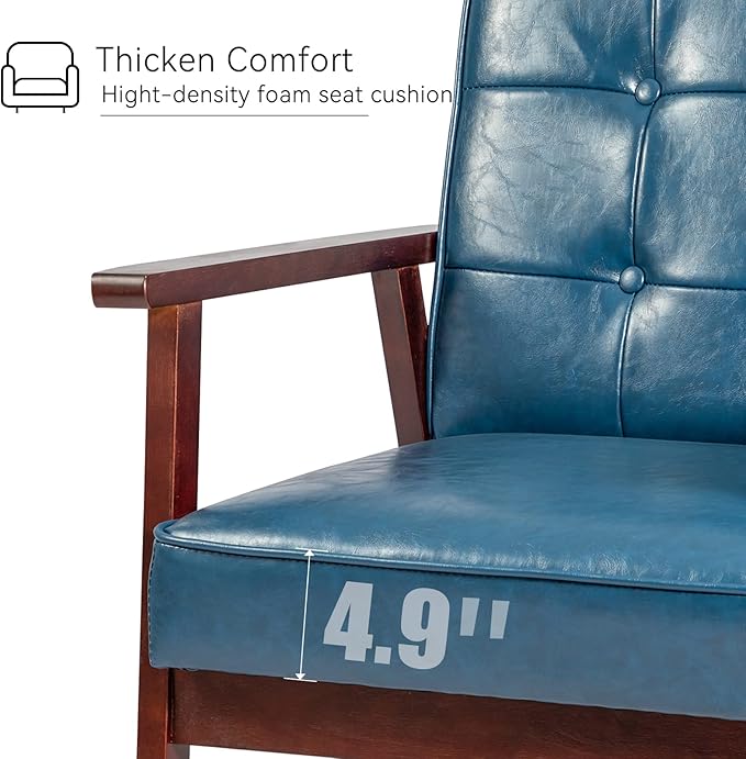 Okeysen Accent Chairs Set of 2 with Side Table, Mid Century Modern Accent Chair, Retro Wood and Fabric Armchairs Side, Lounge Reading Comfy Arm Chair for Living Room, Bedroom, Office