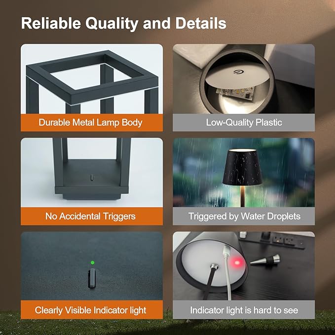 4 Pack Cordless Table Lamp Rechargeable, IP55 Waterproof, 60h Runtime Protable Outdoor Table Lamps, 3 Color Stepless Dimming Battery Powered Table Lamp for Dinner/Restaurant/Bedroom/Cafe