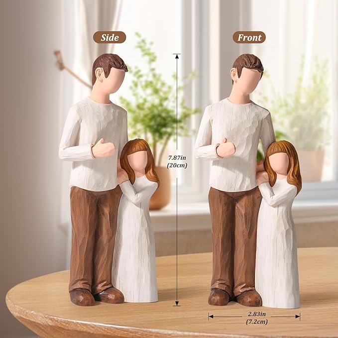 Father and Daughter Figurines, Home Decor Statue Gifts,Personalized Sculpted Hand-Painted Figure Gifts for Fathers Day, Birthday, Wedding, Thanksgiving or Christmas.