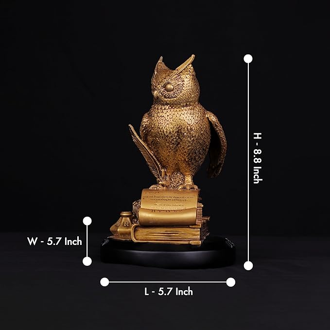 Owl Statue for Home Decor Indoor Idol for Desk Tabletop Collectible Figurines Horned Owl of Wisdom Decorative Statue for Money Wisdom, Handmade Sculpture
