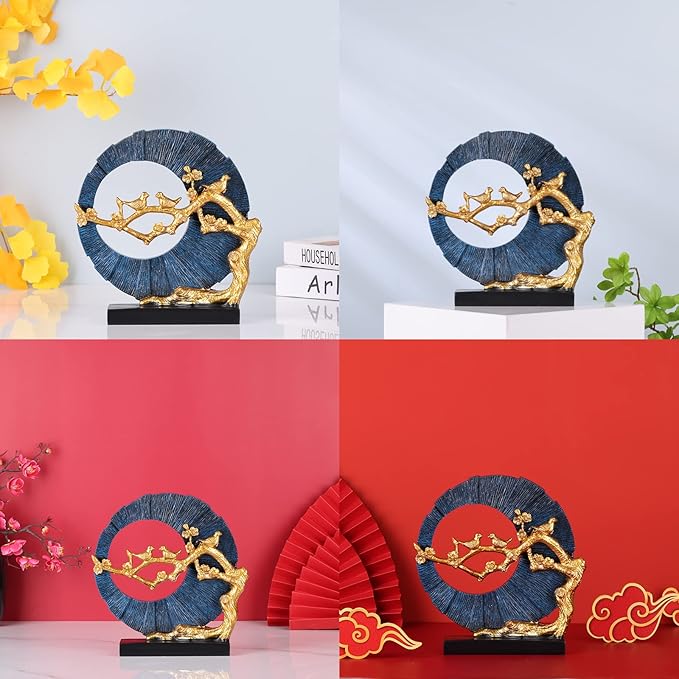 Gold Bird Statue Decor, Gold and Blue Home Decor, Bird Sculpture Home Decor for Bookshelf Office Shelf On Shelf Coffee Table TV Cabinet Entryway Entryway Decor.