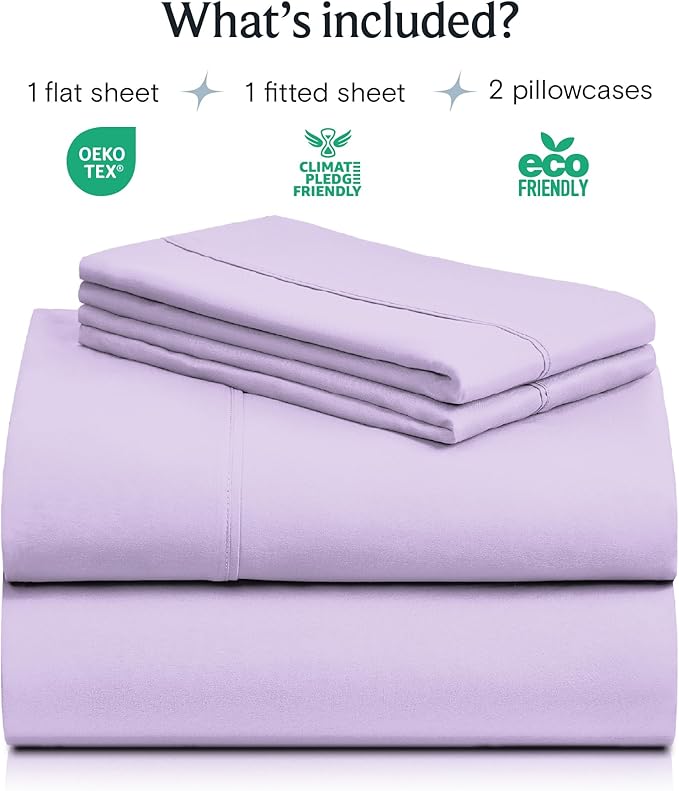 LuxClub 4 PC California King Sheet Set, Breathable Luxury Bed Sheets, Deep Pockets Wrinkle Free Cooling Sheets Machine Washable Hotel Bedding Silky Soft - Lavender Cal King