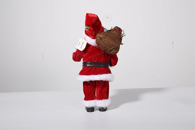 Uten 12" Santa Claus Decorations, Christmas Standing Figurine Ornaments with Blessing Letter and Gifts Bag for New Year Christmas Decoration Navidad Natal Gifts.