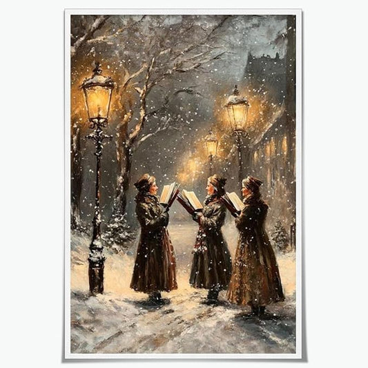 Medpol Vintage christmas wall art snow christmas carolers moody wall decor winter canvas poster for holiday decor apartment dormitory Unframed12x16inch