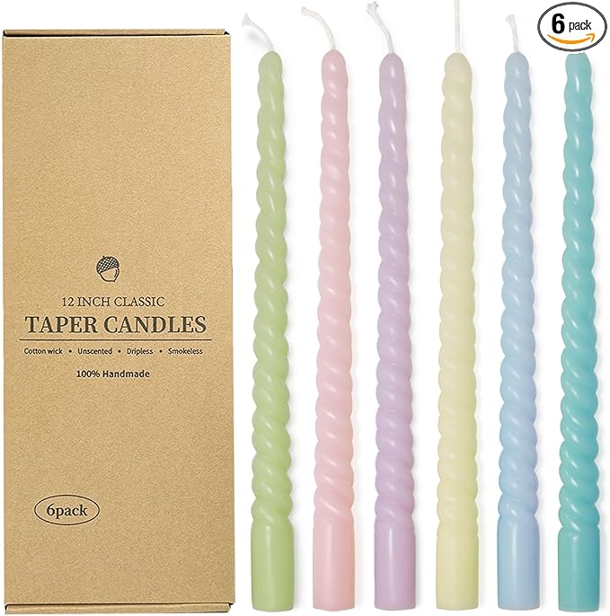 Long Taper Candles 6 Pcs Unscented Taper Candlesticks for Dinner Home Decor Kitchen Wedding Birthday Party Decorations