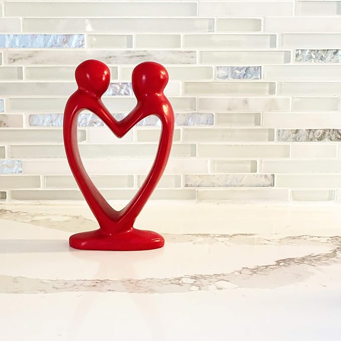 Global Crafts Handcrafted Red Lover's Heart Sculpture, 6" (Kenya)