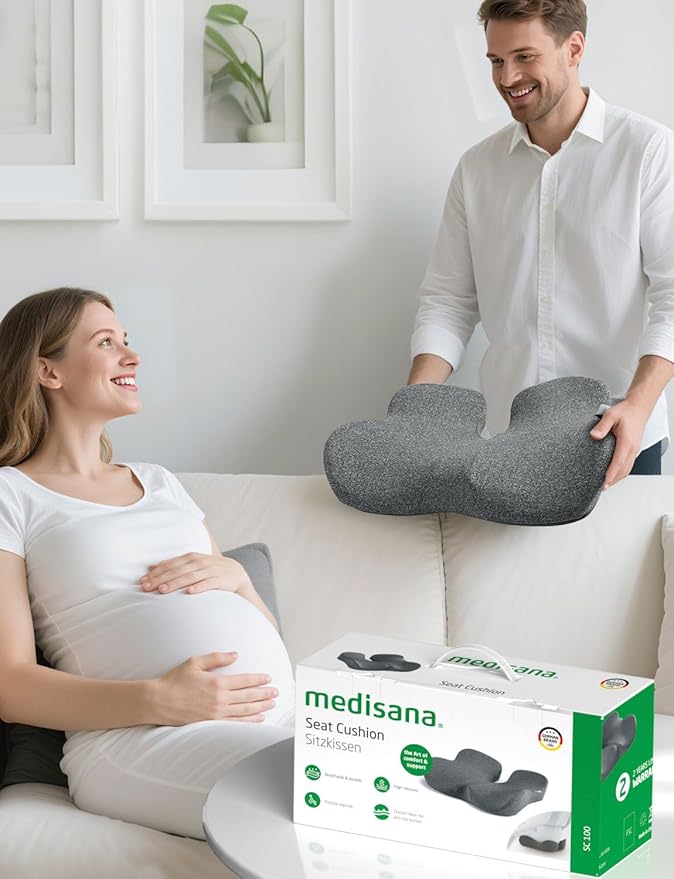 Medisana Seat Cushion - SC 100 Seat Cushions for Office Chairs, Car Seat, Wheelchair - Sciatica & Tailbone & Coccyx Pain Relief Pillow for Driver Sedentary People(Size:17 * 14.6 * 3.54 in)