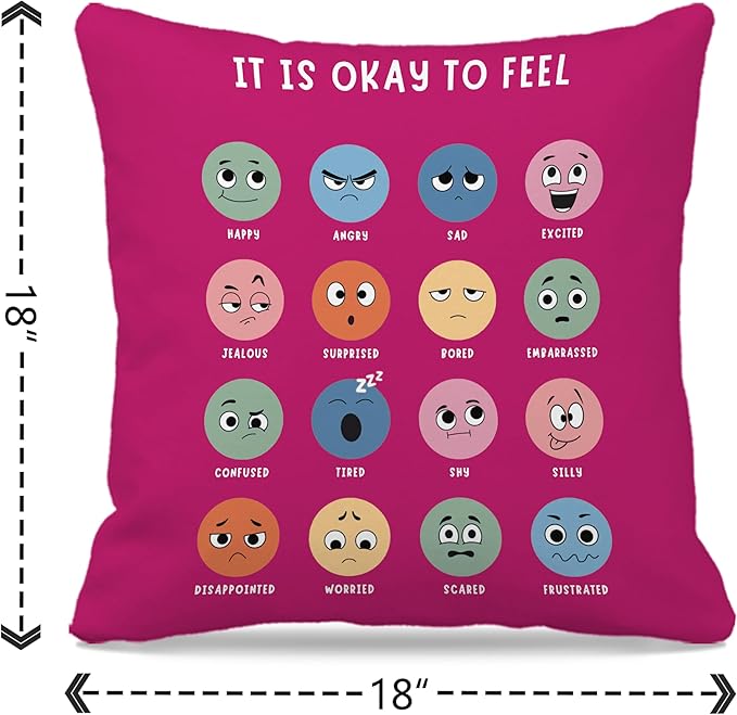 Nogrit Counseling Office Must Haves Throw Pillow Cover, Calming Corner, Mental Health Pillowcase Decor for Home Kids,Mental Health Counselor Gifts, Calming Corner Pillow Covers 18x18 Rose red