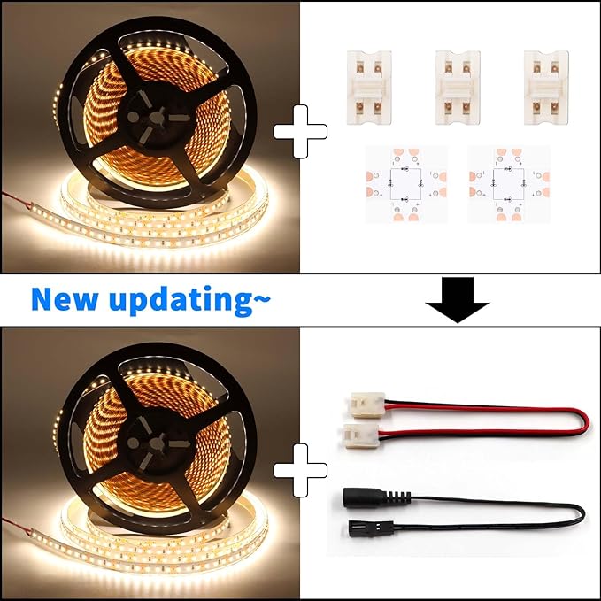 VST LED Strip Lights Warm White 120LEDs/m 1000Lm/M 9.6W/M CRI 90+ LED Tape Light 12V 2835 Cuttable Connectable Dimmable LED Strips for Indoor Under Cabinet, No Driver (2700k-16.4ft, White)
