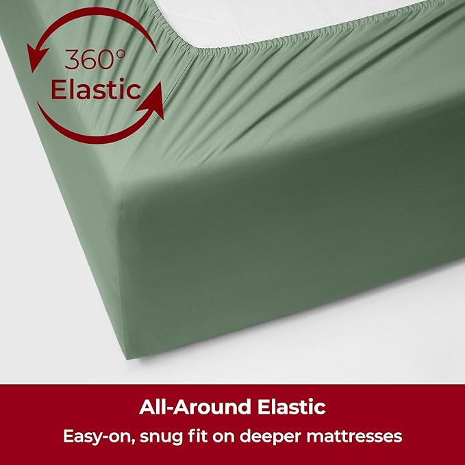 Mellanni Extra Deep King Sheets - 4 PC Iconic Collection Bedding - Hotel Luxury, Ultra Soft, Cooling Bed Sheets - Wrinkle, Fade, Stain Resistant (King, Sage)