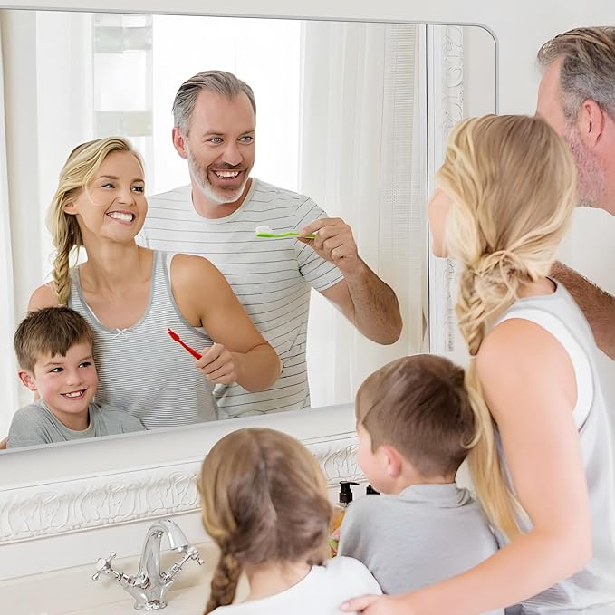 30x60 Inch Silver Bathroom Mirror, Large Rectangular Vanity Mirror, Metal Framed Rectangle Mirror, Rounded Corner Wall Mounted Mirrors for Living Room Bedroom Entryway Horizontal or Vertical