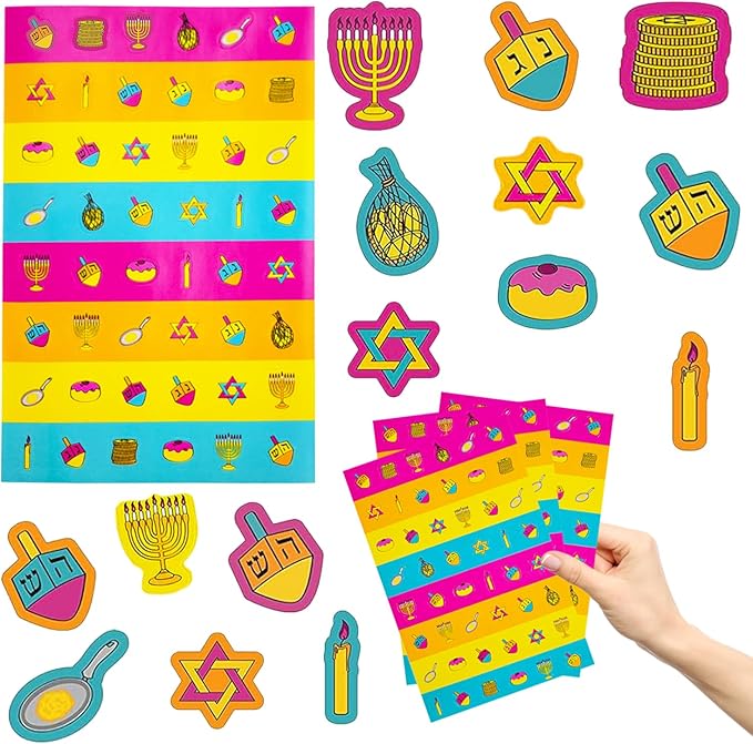 The Dreidel Company Hanukkah Sticker Pieces, Great for Arts and Crafts, Decoration, Party Favors, 1008 Stickers (Style 1)