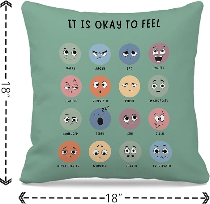 Nogrit Mental Health Pillowcase Decor for Counseling Office Must Haves Throw Pillow Cover, Calming Corner,Mental Health Counselor Gifts, Calming Corner Pillow Covers 18x18 Green