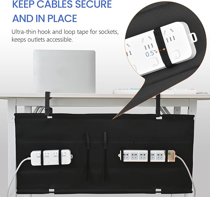 28" Under Desk Cable Management Tray- Clamp/Screw Mount Desk Cable Organizer Cable Tray Hiders for Office&Home