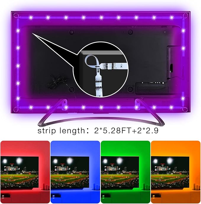 TV Led Backlight 85Inch, 20ft Led Lights for TV 85-100 Inch, Led Strip Lights with Remote, Music Sync Bluetooth APP TV Light Behind, USB TV Lights for Bedroom, Mood Lighting, Gaming Room Decor