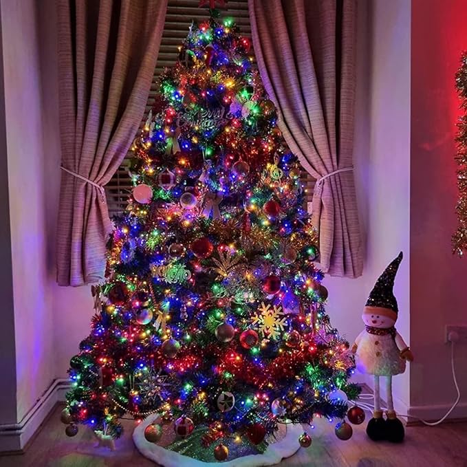 YEGUO 66ft 200 LED Christmas Light Outdoor Waterproof, 8 Modes String Lights Multicolor, Green Wire Twinkle Tree Light Plug in with Timer Memory