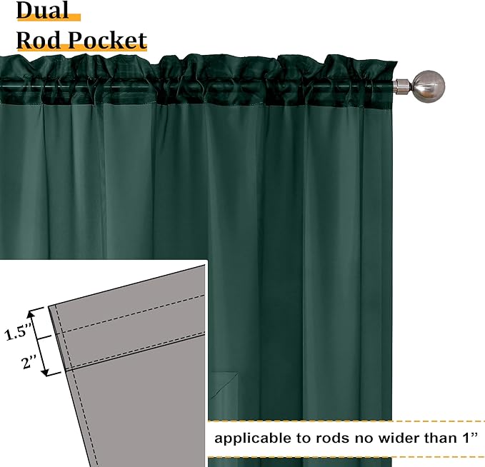 Aiyufeng Hunter Green Sheer Curtain Drapes 96 Inch Length 2 Panels for Living Room, Light Filtering Voile Green Drapes for Bedroom, Patio, Sliding Door, Each 42" W x 96" L
