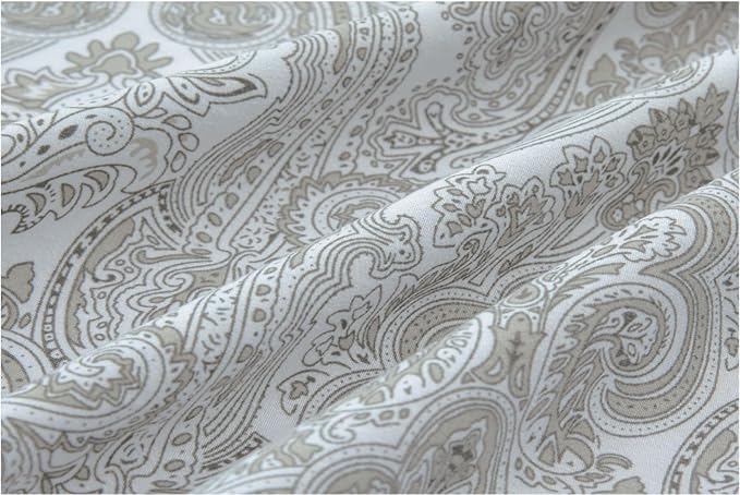 Queen Size Bed Sheets Set Deep Pockets - 6PC Paisley Ultra Soft Microfiber Bed Sheets - Easy to Clean, 90 Thread Count Sheets with Fitted Sheet, Flat Sheet & Pillowcases (Light Grey)