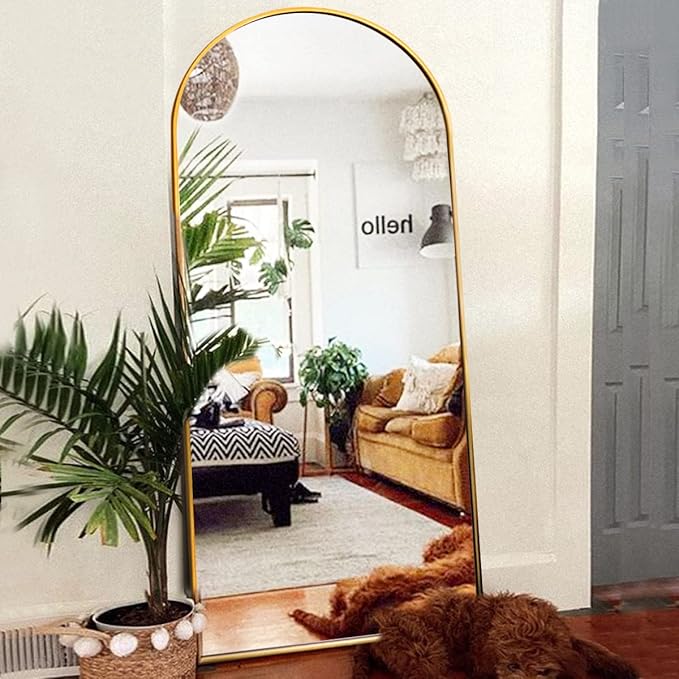 Full Length Mirror with Stand, 30"x71" Floor Mirror Freestanding, Arched Wall Mirror, Oversized Mirror Full Length, Gold Arch Mirror Full Length, Gold
