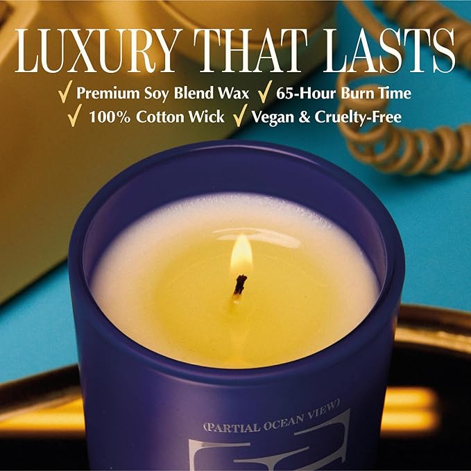 Vacation Partial Ocean View Suite Candle, Luxury Candle with Fresh Linen, Ocean Breeze & Cotton Scent. Relaxing Scent for Home Decor. Premium Gift for Home Decor & Ocean Lovers