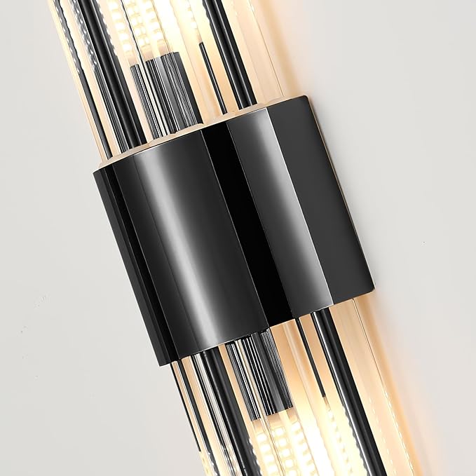 Modern Wall Sconce Titanium Black Metal with Clear Class Crystal Vanity Wall Sconce Lighting for Bedroom Living Room Bathroom Light Fixtures