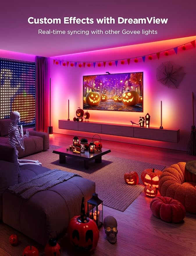 Govee Envisual TV Backlight T2 with Dual Cameras, 16.4ft RGBIC Wi-Fi LED Backlights for 75-85 inch TVs, Double Light Beads, for Home Decorations, Smart App Control, Music Sync