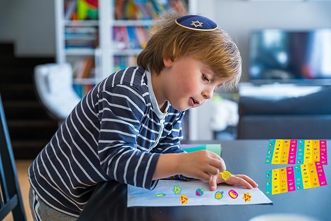 The Dreidel Company Hanukkah Sticker Pieces, Great for Arts and Crafts, Decoration, Party Favors, 1008 Stickers (Style 1)