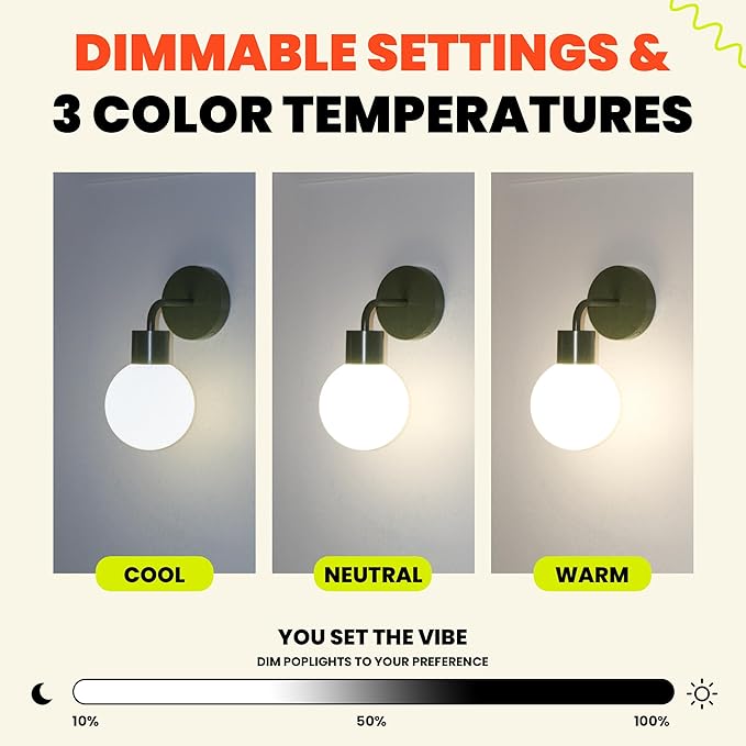 Wireless Wall Sconce (Shark Tank) Rechargeable & Dimmable LED Light w/App Control & Damage-Free Install, Moveable Modern Ambient Lighting for Elegant Home & Bedroom Decor | Matte Black