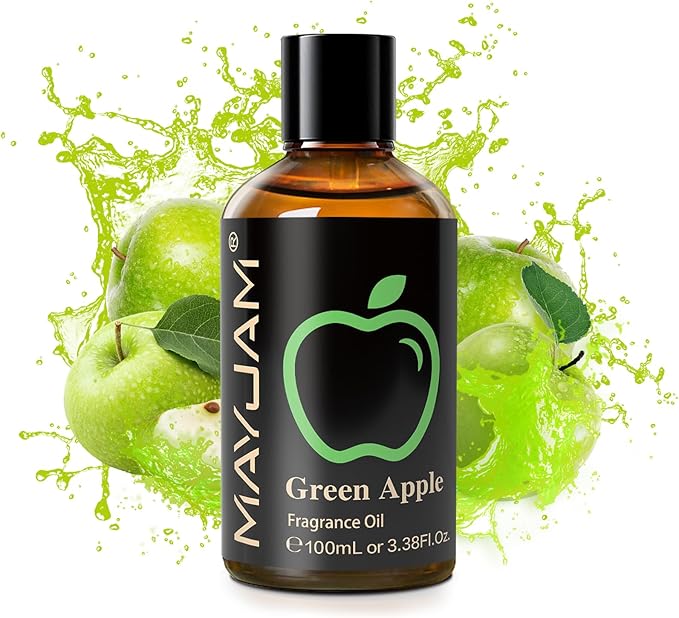 MAYJAM 3.38FL.OZ Green Apple Fragrance Oils with Glass Dropper, 100ML Essential Oils for Diffusers for Home, Long Lasting Scented Oils for Diffusers Soap Candle Making