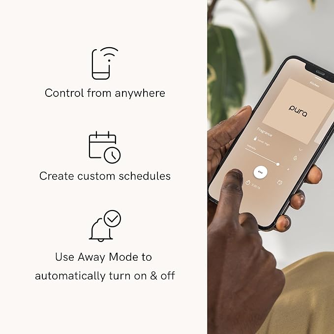 Pura Smart Home Fragrance Device Starter Set - Pura 4 - Scent Diffuser for Home - Includes Fragrance Aroma Diffuser - Square Box, Milk and Washed Cotton Scent Refills