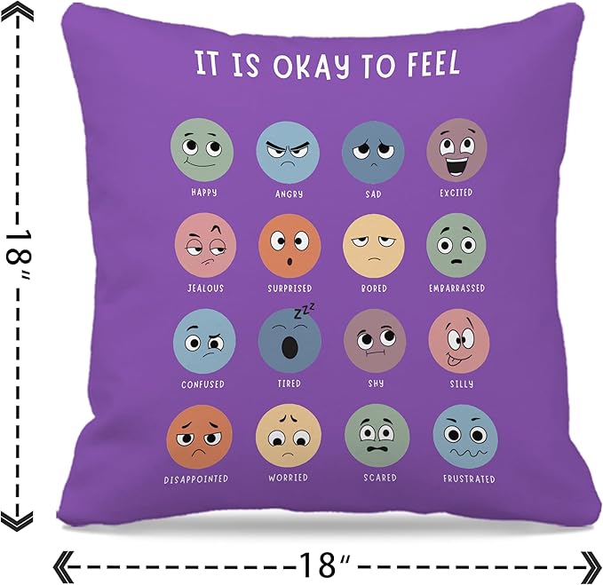 Nogrit Counseling Office Must Haves Pillow Cover, Calming Corner, Mental Health Pillowcase Decor for Home Kids,Mental Health Counselor Gifts, Calming Corner Pillow Covers 18x18 Blue-Violet