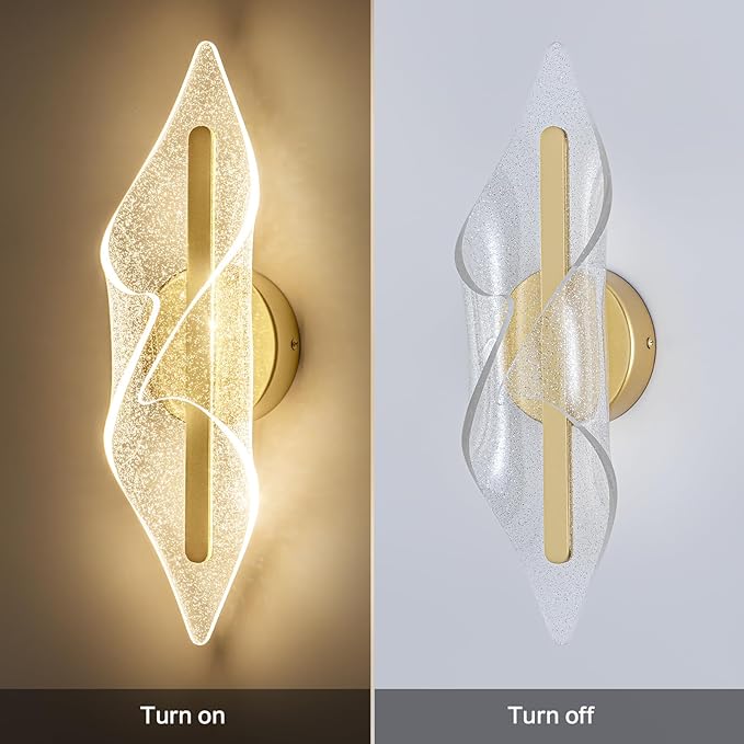 Gold Wall Lights 22.4In Indoor Wall Sconce with Remote Control LED Dimmable Wall Lights for Living Room Hallway Bathroom Bedroom Stairs
