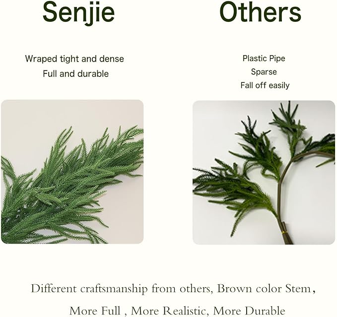 Christmas Garland Prelit Real Touch Norfolk Pine Garland Artificial Realistic Greenery Garland for Mantle Fireplace Table Centerpiece Indoor Outdoor Home Decor 6FT