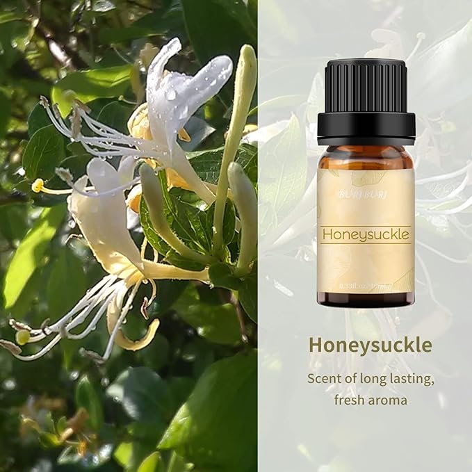 BURIBURI Honeysuckle and Gardenia Essential Oil Set, 100% Pure, Undiluted, Natural Essential Oils Gift Set for Diffuser, Massage