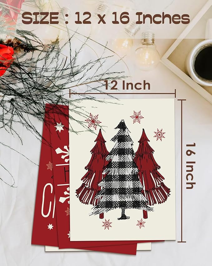 Wheatwin Christmas Wall Decor, Merry Christmas Wall Art Prints Set of 4, Winter Decor for Bathroom Farmhouse Living Room Bedroom Office, 8x10 (Unframed)