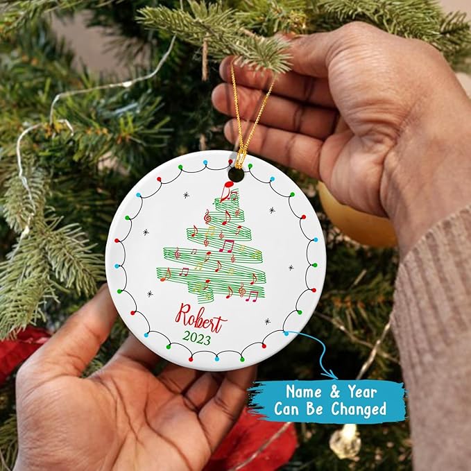 Music Teacher Christmas Ornaments, Musical Lover Ceramic Ornament, Personalized Music Note Decorations, Customized Musician Name Ornament Keepsake Gifts, Orchestra Ornaments, Musician Xmas Gifts