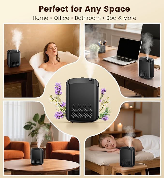 Waterless Essential Oil Diffuser 3000 Sq.Ft Coverage for Large Home Hotel Office, 400ml Cold Air Scent Machine for Aromathrapy, Bluetooth App Control, Quiet No-Noise Aroma Diffuser Wall Amount