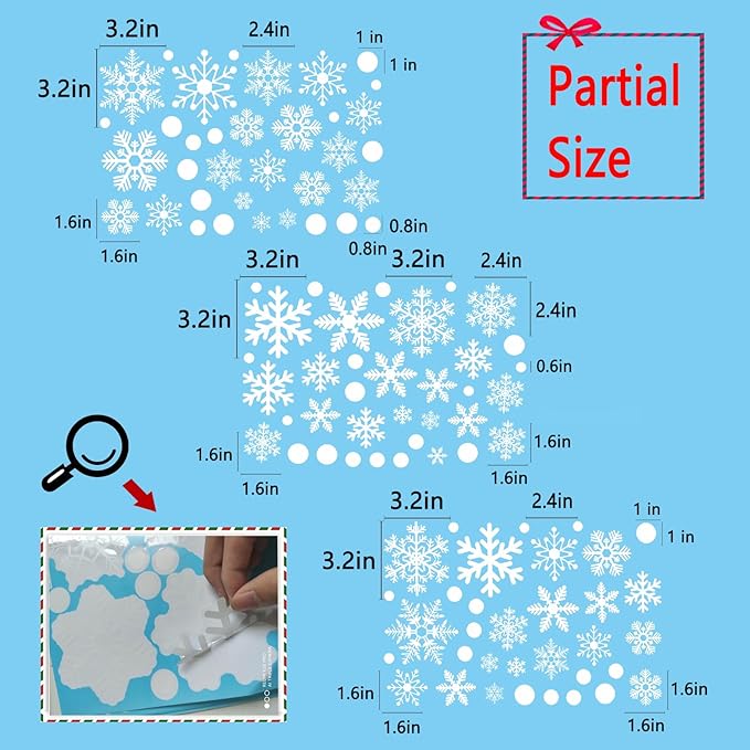 Snowflake Window Clings for Glass Windows Snow Spray, 321PCS Christmas Window Clings Winter Xmas Holiday Window Stickers Decals Decor, 9 Sheets Christmas Decorations for Office Clearance Indoor