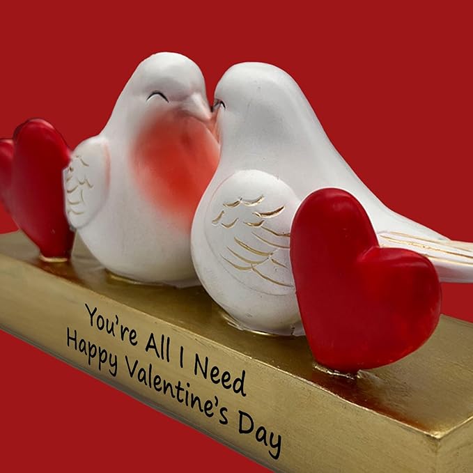 Love Birds Figurine Resin Art Decorative Statue for Home Decor, Valentine's Day Gift for Wife Girlfriend Husband - Romantic Valentine's Day Gift for Your Spouse - 2 Birds Love Decor