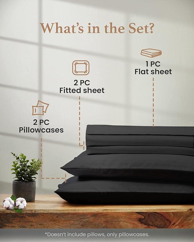 Good Sleep Bedding Split King Sheets Set, 1000 TC Egyptian Cotton, Luxury Sheets, 5 Piece, 2 Fitted - 16" Deep Pocket, Dark Gray
