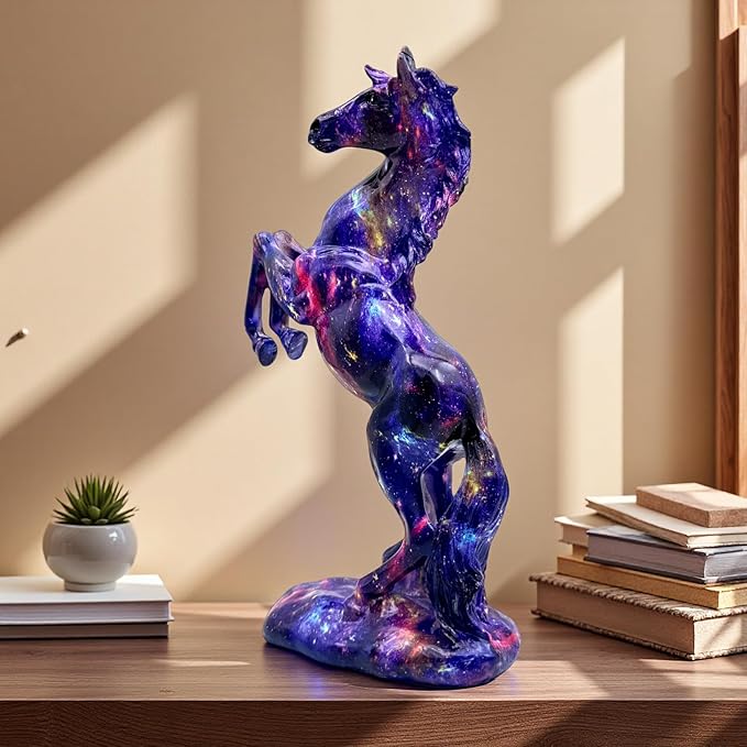 FUNSXBUG Colorful Art Horse Statue Figurines Ornament Sculpture Collectibles Home Office Living Room Desktop Display Tabletop Decoration Resin
