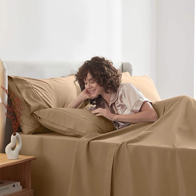 Nestl Extra Deep Full Sheet Set - 6 Piece Breathable & Cooling Sheets - Hotel Luxury Bedding Set w/18-24 Inch Deep Pockets - Easy & Secure Fit - Super Soft, Wrinkle Free & Comfy - Mocha Brown