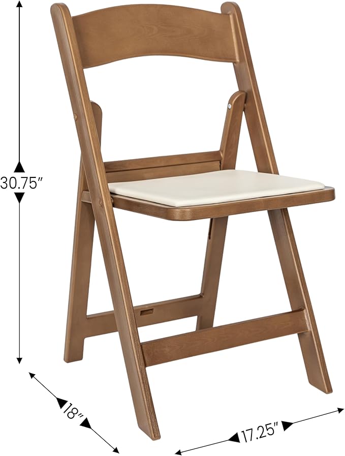 Flash Furniture Hercules Commercial Indoor/Outdoor Folding Event Chair, Wood Look, Weather-Resistant, Lightweight Design, Versatile Use, Chestnut