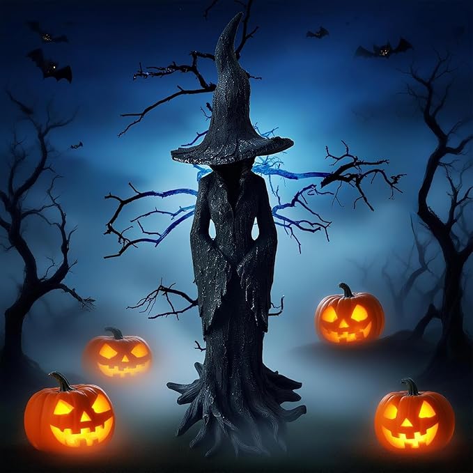 Halloween Decor Witch Statue Resin Craft - 7.87'' Retro Witch Statue with Mysterious Curse Theme, Desktop Ornament & Home Decoration, Dark Fantasy Ornament
