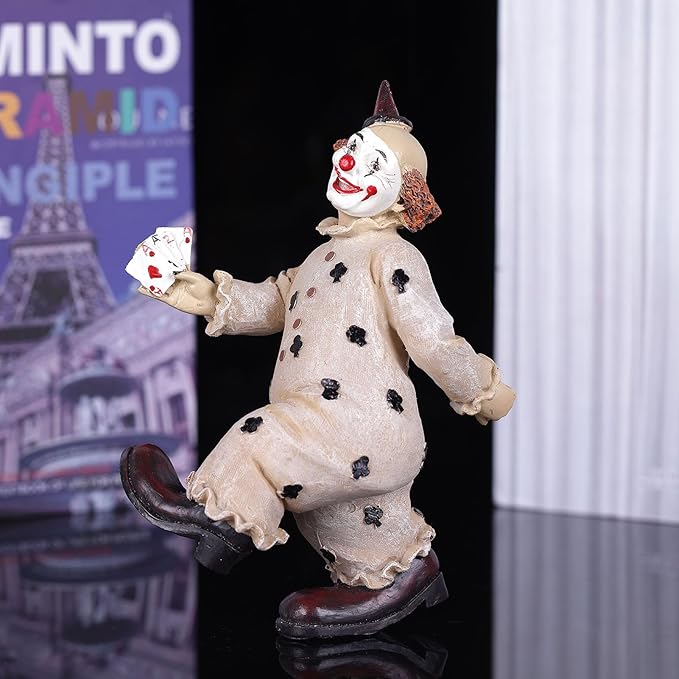 orenm Creative Clown Circus Statues,Interesting Home Decor Resin Sculpture,Handmade Crafts Collectible Art Figures Decor Ornament,Christmas,Parties and Events Desktop Decor (Poker)