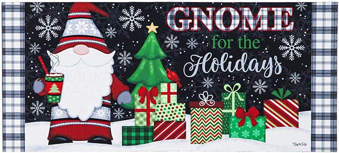 Evergreen Sassafras Fall Christmas Holiday Doormat Insert Bundle & Tray Set of 5, Interchangeable Entrance Door mats Indoor and Outdoor Welcome Mat 30 x 18 Tray Non Slip Backing Low Profile