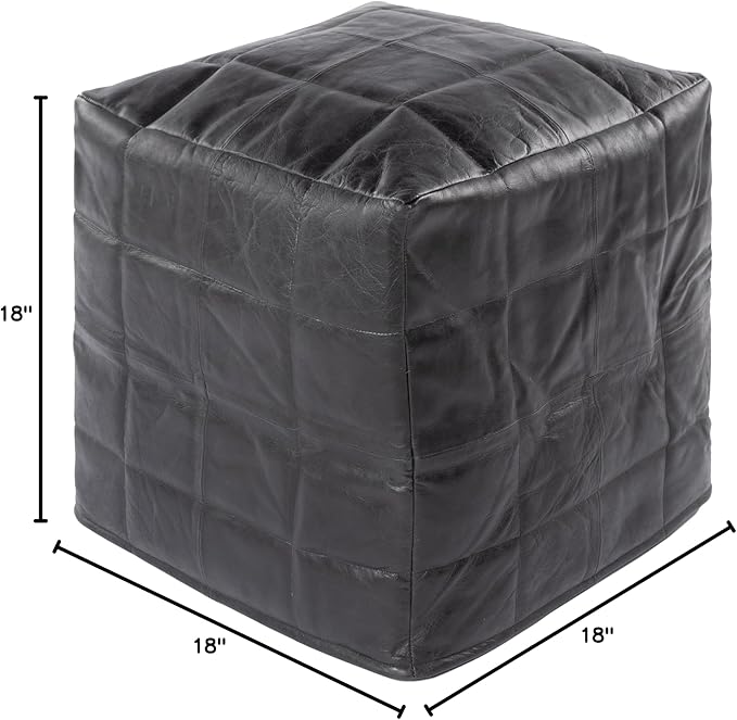 Mark&Day Pouf Ottoman, Schrems Rustic Black Cube Pouf Foot Rest for Living Room, Bedroom and Boho Home Decor (18"x18"x18")