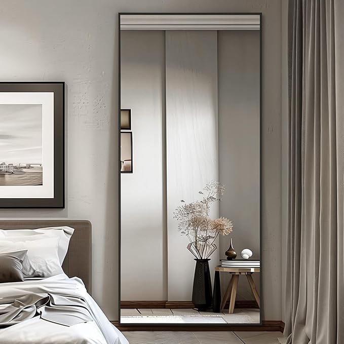 Full Length Mirror, 71"x32" Large Floor Mirror Free Standing, Full Body Mirror for Bedroom Living Room Gym, Black Mirror Full Length with Shatterproof Tempered Glass