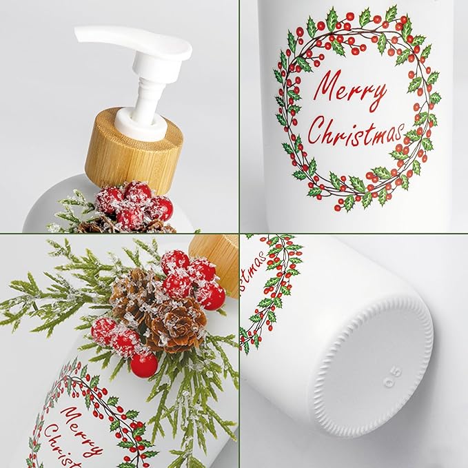 Christmas Soap Dispenser,Christmas Decoration Bathroom Hand Soap Dispenser and Christmas Kitchen Decor,Cute Christmas Soap Pump for Farmhouse Indoor Christmas Bathroom Decor(8.26inch)