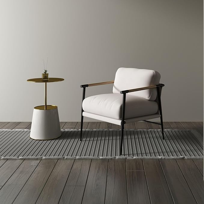 LukeAlon Mid-Century Chenille Accent Chair, Ultra Soft Living Room Chair with Metal Legs Modern Armchair Lounge Chairs Upholstered Comfy Leisure Chair for Bedroom Reception Area Reading Room, Beige